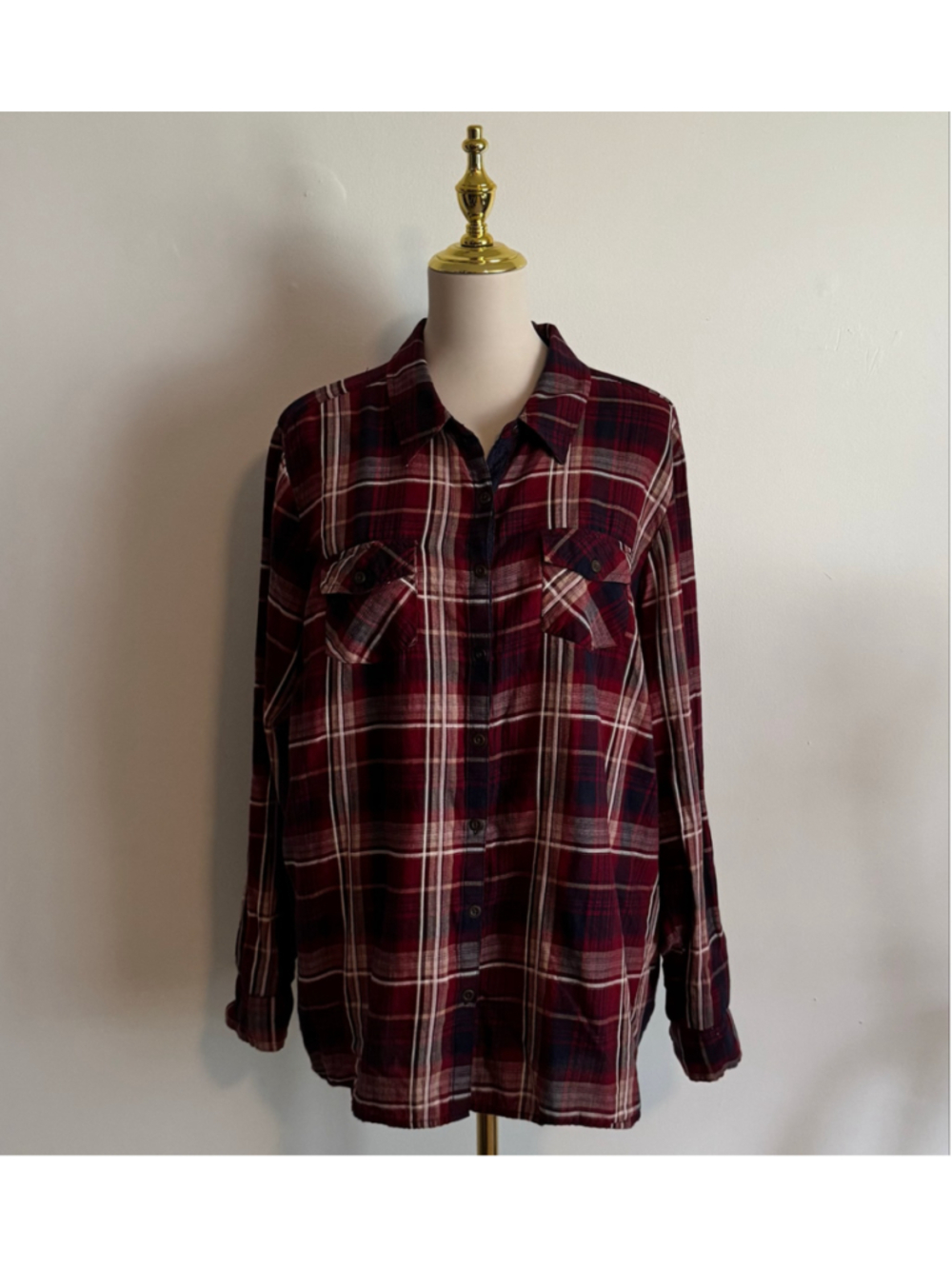 Women's db established 1962 Plaid Button Down Shirt 2X Red Blue
